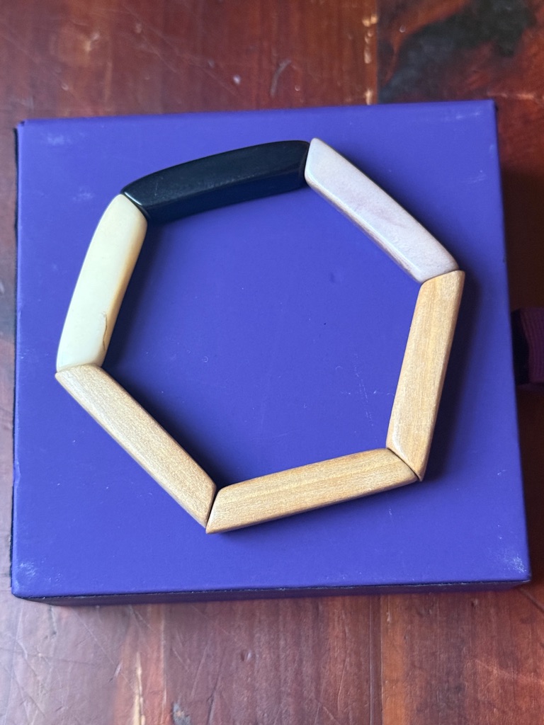 Wood & Tagua Geometric Stretch Bracelet $46